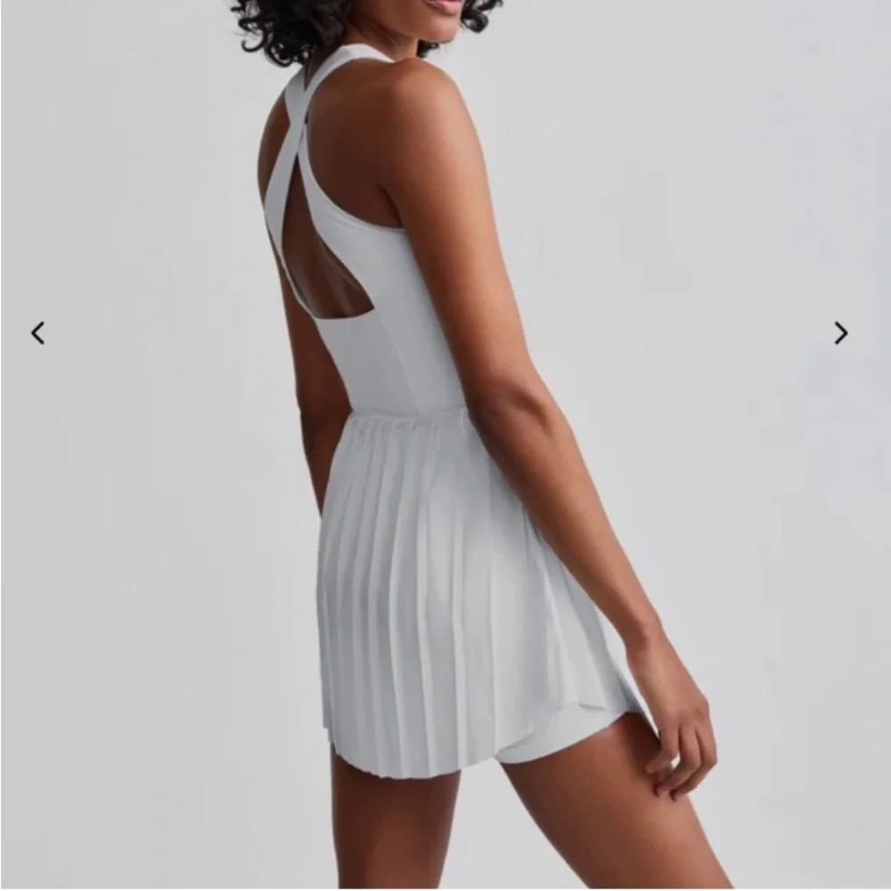 Varley White Pleated Tennis dress romper - Picture 2 of 13